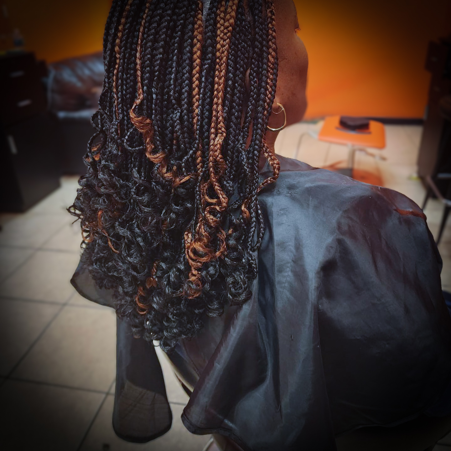 Box Braids with Curled Ends